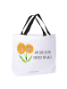 Mr. & Mrs. Panda Shopper Tasche Blume Sonnenblume mit Spruch in Weiß