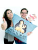 Mr. & Mrs. Panda Sofakissen Pinguin umarmen mit Spruch in Eisblau
