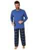 NORMANN Schlafanzug lang Pyjama karierte FlanellHose - 76609 in blau