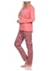 NORMANN Damen Schlafanzug lang mit lässigem Print und Allover-Muster - 86325 in apricot