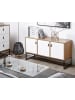Beliani Sideboard NUEVA in Weiß/Braun/Schwarz - (W) 112 x (H) 62 x (L) 39 cm
