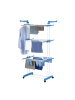 EASYmaxx Wäscheständer 3 Etagen klappbar 76x50x172cm weiß/blau mit Rollen Weiß
