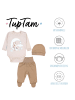 TupTam Baby Bekleidungsset Langarmbody Hose Mütze3 teilig in beige/braun