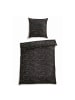 Schiesser Baumwollsatin-Bettwäsche-Set Roan in Schwarz-Oliv