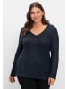sheego V-Ausschnitt-Pullover in tiefblau