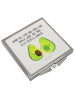 Mr. & Mrs. Panda Reise Spiegel Avocado Pärchen mit Spruch in Weiß