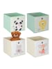 relaxdays 4 x Kinder Aufbewahrungsboxen "Tiere C" in Bunt - (B)30 x (H)30 x (T)30 cm