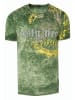 Rusty Neal Verwaschenes T-Shirt mit Eagle-Print in Khaki