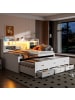 ABRIHOME Daybett in Weiß 90x200 cm mit LED USB und 3 Schubladen ohne Matratze