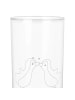 Mr. & Mrs. Panda Glas Pinguine Kuss ohne Spruch in Transparent
