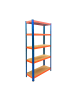 relaxdays Schwerlastregal "5 Ebenen" in Blau/ Orange - (B)75 x (H)150 x (T)30 cm