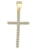 Adeliás Damen Anhänger – Kreuzanhänger aus 925 Silber mit Zirkonia in gold