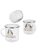 Mr. & Mrs. Panda Camping Emaille Tasse 12. Hochzeitstag Nickelho... in Weiß