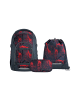 Coocazoo Schulrucksack MATE "Broken Black" 3-tlg. in Schwarz/Rot