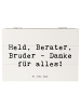 Mr. & Mrs. Panda Aufbewahrungsbox Spruch Held Bruder mit Spruch in Weiß