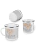 Mr. & Mrs. Panda Camping Emaille Tasse 11. Hochzeitstag Stahlhoc... in Heather Grey