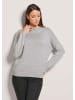 MADELEINE Langarm Stehkragen-Pullover in steingrau / silberfarben / melange