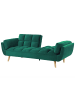 Beliani Schlafsofa ASBY in Grün/Heller Holzfarbton - (W) 218 x (H) 82 x (L) 83 cm