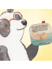 Mr. & Mrs. Panda Glasuntersetzer Robbe Liegen Design mit Spruch in Weiß