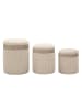 Mauro Ferretti Cremefarbener Pouf mit Behälter, 3er-Set, ø 40,5 x 49,5 - 35 x 42 - 31 x 38 cm