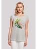 F4NT4STIC Extended Shoulder T-Shirt Baum mit Blumen in grau meliert