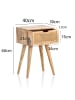 KADIMA DESIGN Nachtkonsole Massivholz / Rattan 40x60x30 cm Nachttisch Braun