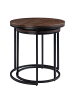 home24 home24 Beistelltisch 2er-Set aus Holzwerkstoff und Metall in Walnuss / Schwarz - 71 x 44 x 87 cm in Braun