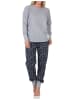 NORMANN Langarm Pyjama Schlafanzug Bündchen Maritimer Look in grau