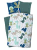 JACK Waschbare Kinder Wende Bettdecke 135x200cm Kissenbezug 80x80cm Dino