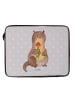 Mr. & Mrs. Panda Laptop Sleeve Otter Blumenstrauß ohne Spruch in Grau Pastell
