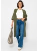 SASSYCLASSY Lang Cardigan mit Taschen in Khaki