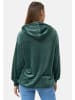 enflame Langer Kapuzen Pullover Oversized Hoodie Kleid Velours Sweatshirt in Dunkelgrün