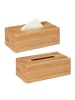 relaxdays 2 x Kosmetiktücherbox in Natur - (B)24,5 x (H)8,5 x (T)13,5 cm