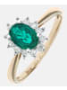 Diamant L'éternel Cluster-Ring aus 375 Gelbgold mit Diamant mit Smaragd