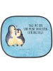 Mr. & Mrs. Panda Auto Sonnenschutz Pinguin umarmen mit Spruch in Eisblau