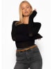 SASSYCLASSY Leicht transparentes Langarmshirt in Schwarz