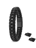 Himmelsflüsterer  Schwarzes Herren-Armband aus Edelstahl und Leder