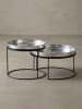 KADIMA DESIGN Couchtisch | 2er Set, Silber/Schwarz, Tablett, Rund in Silber