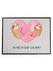 Mr. & Mrs. Panda Schreibtischauflage Faultiere Herz mit Spruch in Grau Pastell