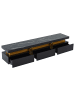 ABRIHOME TV Schrank in Schwarz mit 3 Schubladen und Kabelmanagement 200x40x42 cm