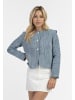 DreiMaster Vintage Damen Kurze Blazerjacke in Blau Wollweiss Streifen
