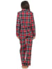 NORMANN Pyjama Karo zum durchknöpfen Single Jersey - 58161 in rot