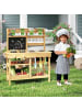 COSTWAY Kinderküche Outdoor mit Tafel ab 3 Jahren in Hellbraun