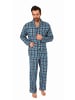 NORMANN Flanell Pyjama Schlafanzug zum durchknöpfen - 38288 in marine