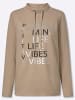 Sieh an! Sweatshirt in beige-schwarz-bedruckt