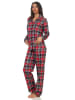 NORMANN Pyjama Karo zum durchknöpfen Single Jersey - 58163 in rot