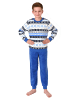 NORMANN Kinde langarm Schlafanzug Pyjama Bündchen Norweger Coralfleece - 76973 in blau