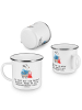 Mr. & Mrs. Panda Camping Emaille Tasse Modeverkäufer Herz mit Sp... in Weiß