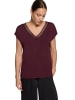 Zero  Kurzarm-Shirt mit V-Ausschnitt in Dark Aubergine