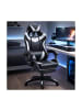 Wisam® Gaming Stuhl Drehbar Fußstütze Schwarz Weiß